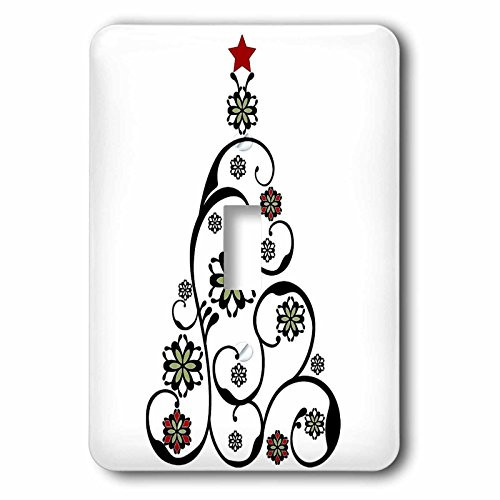 3dRose lsp_58104_1 Contemporary Black Christmas Tree Design With Red Star Single Toggle Switch