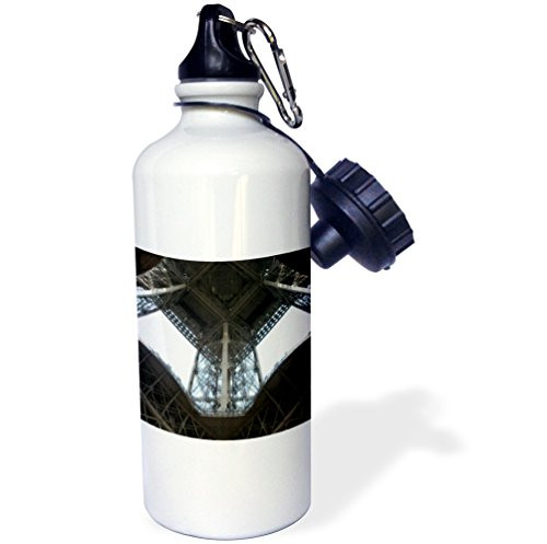 3dRose wb_16497_1"Eiffel Tower Looking Up" Sports Water Bottle, 21 oz, White