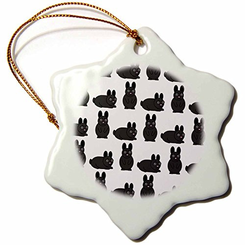 3dRose orn_25326_1 Cute Black Little Rabbit Grumpy Bunny Print Porcelain Snowflake Ornament, 3-Inch 3dRose orn_25326_1 Cute Black Little Rabbit Grumpy Bunny Print Porcelain Snowflake Ornament, 3-Inch
