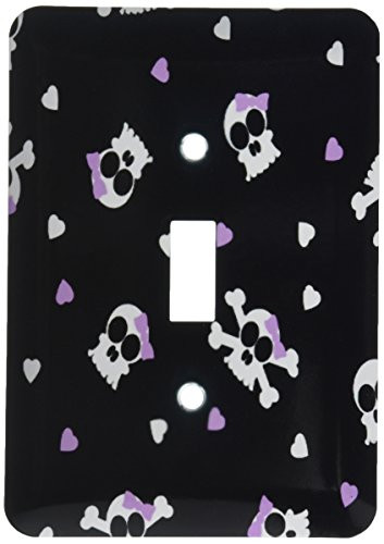 3dRose lsp_15423_1 Cute Black Skull and Hearts Print Toggle Switch