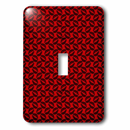 3dRose lsp_168529_1 Cute Red and Black Smoochy Lips Pattern Light Switch Cover