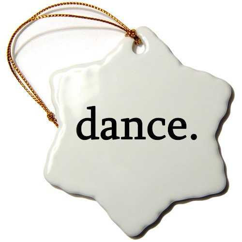 3dRose ORN_194366_1 Dance. Black. Snowflake Ornament, Porcelain, 3-Inch