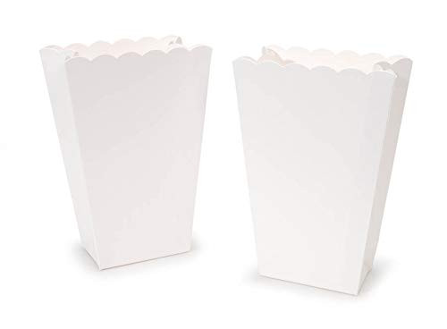Scalloped Edge Popcorn Favor Boxes in White - 6 ct