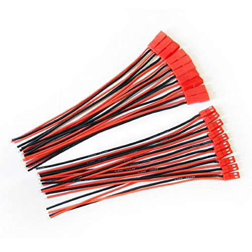 YXQ 20Pairs JST 2 Pin Male Female Connector 22AWG Red and Black 150mm Wire for RC Plane Battery (20 pairs, R+B 150mm)