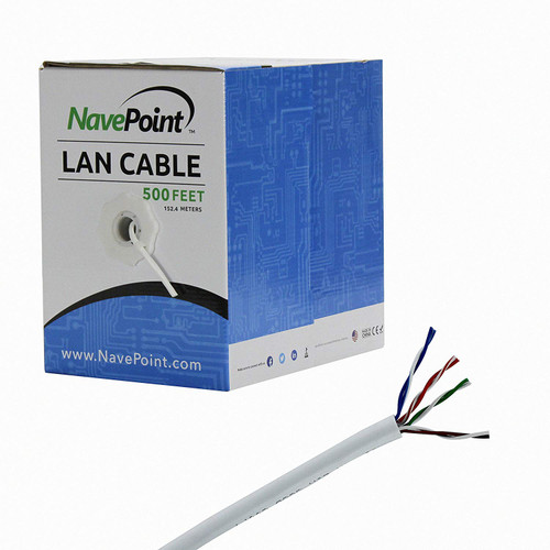 NavePoint CAT5e UTP Bulk (CCA) Ethernet Network Cable Solid 24AWG RJ45 LAN Wire 500FT White