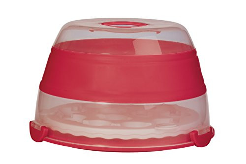 Prepworks by Progressive Collapsible Cupcake and Cake Carrier, 24 Cupcakes, 2 Layer, Easy to Transport Muffins, Cookies or Dessert to Parties - Red - In Amazon Frustration Free