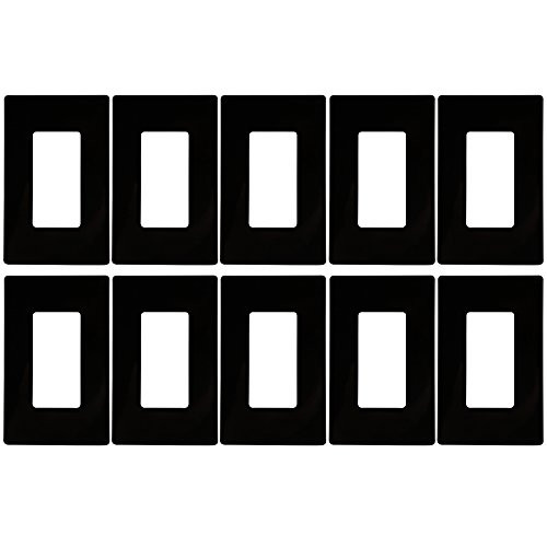 ENERLITES Screwless Decorator Wall Plates Child Safe Outlet Covers, Size 1-Gang 4.68" H x 2.93" L, Unbreakable Polycarbonate Thermoplastic, SI8831-BK-10PCS, Black (10 Pack)