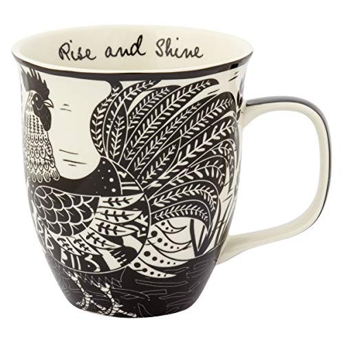 Karma Gifts Boho Black And White Mug, Rooster