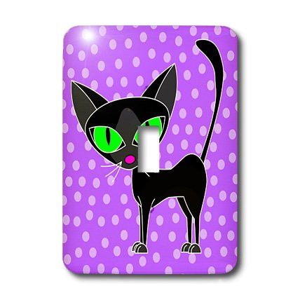 3dRose LLC lsp_24626_1 Fancy Feline Black Cat Design in Purple, Single Toggle Switch