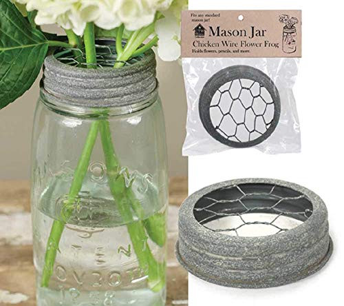 Mason Jar Flower Frog Lid Barn Roof