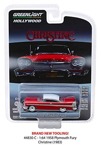 New DIECAST Toys CAR Greenlight 1:64 Hollywood Series 23 - Christine - 1958 Plymouth Fury (RED/White ROOF) 44830-C