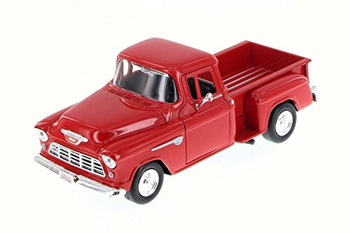 Motor Max 1955 Chevy 5100 Stepside Pick Up, Red 73236WB - 1/24 Scale Diecast Model Toy Car