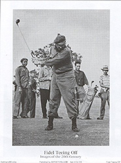 Buyartforless Fidel Teeing Off, Images of The 20th Century 24x32 Art Print Poster Vintage Black and White Fidel Castro Golfing Swinging Drive