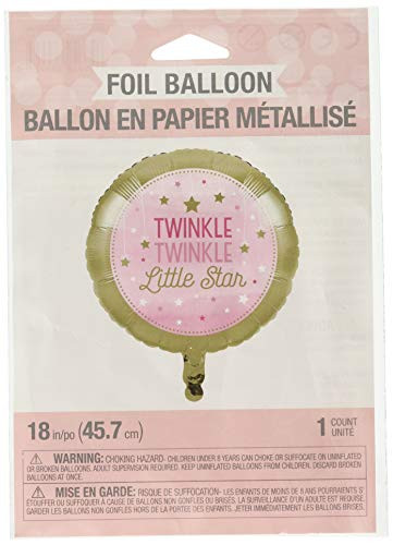 Creative Converting 322267 Twinkle Little Star Pink Foil Balloon Party Supplies, One Size, Multicolor