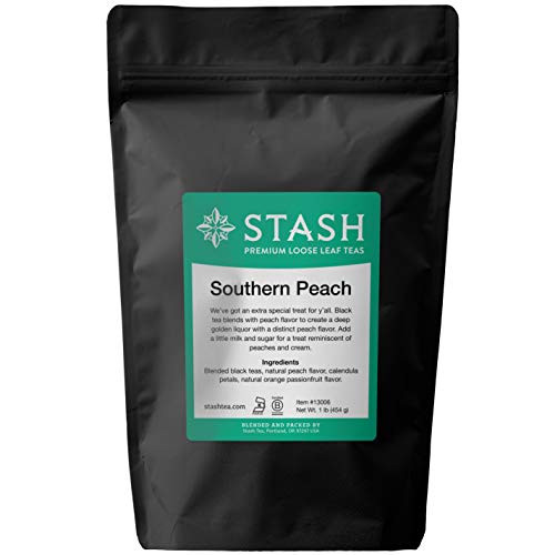 Stash Tea Loose Leaf Tea Southern Peach Black 1 Pound Pouch  Loose Leaf Premium Black Tea for Use with Tea Infusers Tea Strainers or Teapots, Drink Hot or Iced, Sweetened or Plain