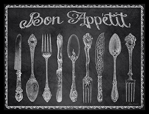 Buyartforless IF JP2870 1.25 Black Plexi Framed Chalkboard Bon Appetit 16X12 Art Print Wall Decorative by Jean Plout