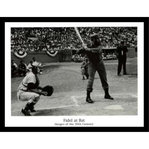 Buyartforless Framed Images from The 20th Century, Fidel at Bat 32x24 Art Print Poster Sport Posters Black and White Baseball Swing Fidel Castro Cuba