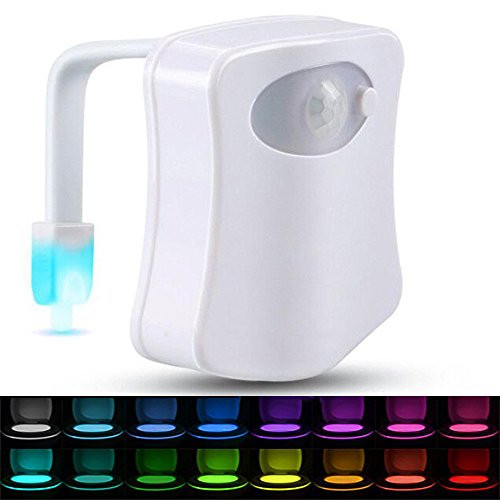 Hobbypower Toilet Night Light  16 Colors Motion Sensor LED Light, Motion Activated Toilet Bowl Nightlight for Bathroom