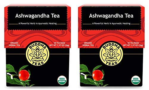 Buddha Teas Organic Ashwagandha Tea (Pack of 2) With Organic Ashwagandha Root, 18 Count Each