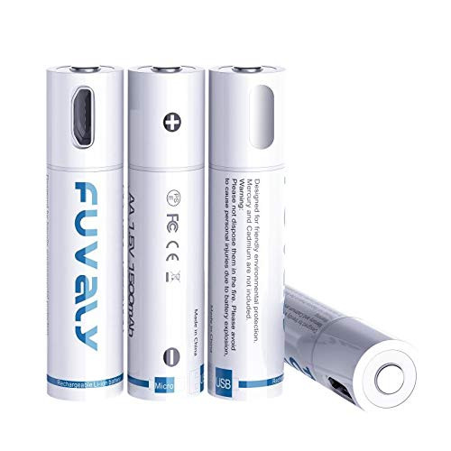 USB Rechargeable Lithium AAA Batteries Triple A Li-ion Battery with Micro USB Charging Cable 1.5V 450mAh 1h Quick-Charge Fuvaly (4pack) USB Rechargeable Lithium AAA Batteries Triple A Li-ion Battery with Micro USB Charging Cable 1.5V 450mAh 1h Quick-Charge Fuvaly (4pack)