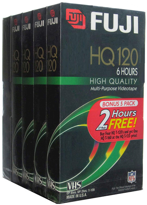 Fuji VHS Videocassettes, Bonus 5 Pack (4 HQ 120 and 1 HQ 160)