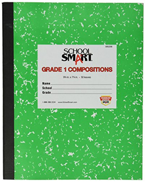 School Smart Skip-A-Line Ruled Composition Book, Grade 1, Green, 100 Pages