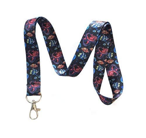 Octopus & Ocean Life Print Lanyard Key Chain Id Badge Holder