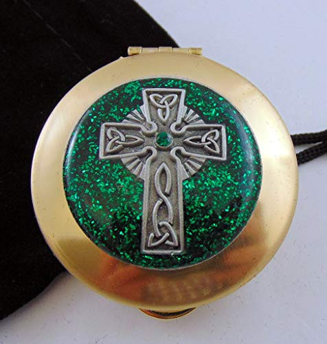 JWG Industries PYX with Raised Celtic Cross Motif and Black Drawstring Burse