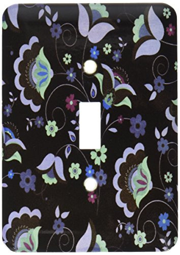 3dRose lsp_37182_1 Green and Purple Flowers On Black Single Toggle Switch