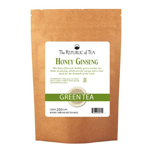 The Republic of Tea Honey Ginseng Green Tea, 250 Tea Bags, Relaxing Chinese Green Tea Gourmet Blend