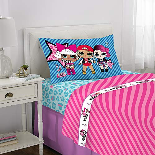 L.O.L. Surprise! Kids Bedding Soft Microfiber Sheet Set, 3 Piece Twin Size, Blue/Pink