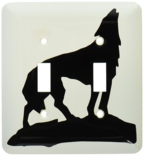 3dRose LSP_46608_2 Howling Wolf in Black Silhouette Toggle Switch