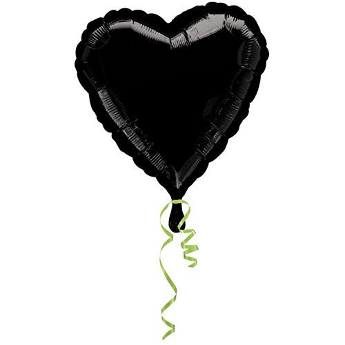 Anagram International Heart Foil-Flat-Balloon, Black Anagram International Heart Foil-Flat-Balloon, Black