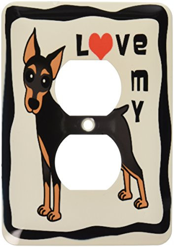 3dRose lsp_40905_6 I I Love My Doberman Pinscher Dog - Black - Red Heart 2 Plug Outlet Cover,