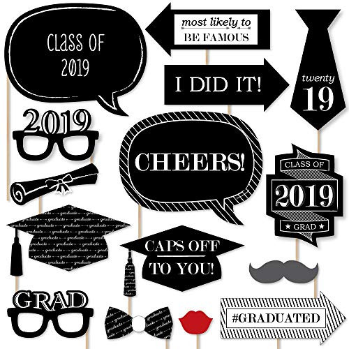 Big Dot of Happiness Graduation Cheers - 2019 Graduation Photo Booth Props Kit - 20 Count