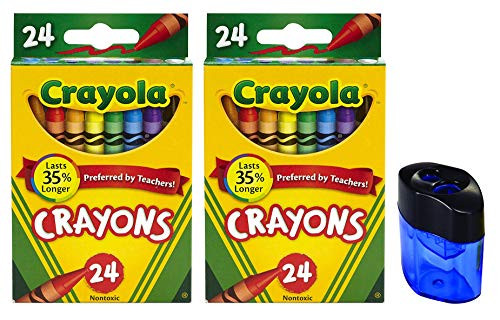 Crayola Crayons, 24 Count, 2 Pack and Crayon and Pencil Sharpener