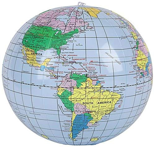 Rhode Island Novelty Inflatable Earth Globe Beach Ball 16" -Blue Oceans