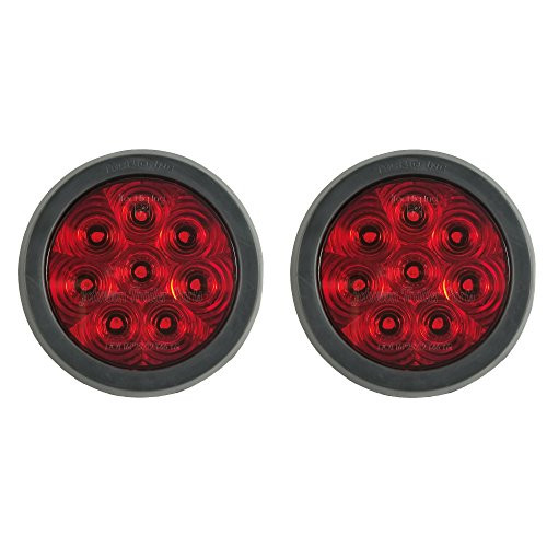 LED Tail Lights - 4" Round Hi Visibility Stop Turn Tail Lights for Trucks Trailers RVs (Grommet Mount)