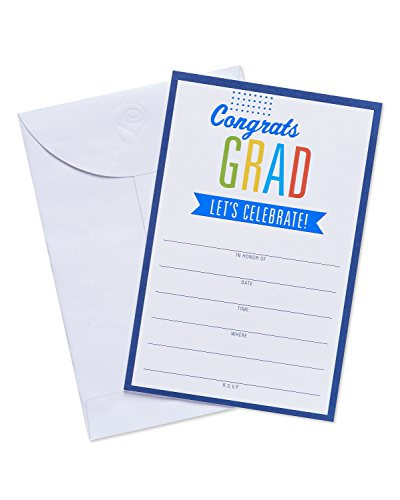 American Greetings 25 Count Congrats Grad Invite Postcards, Black
