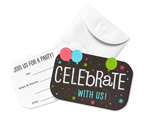 American Greetings Balloons and Confetti Party Invitation Postcards and White Envelopes, 20-Count