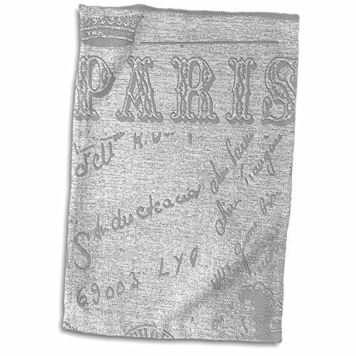 3D Rose Black and White Paris Text TWL_34996_1 Towel 15" x 22"