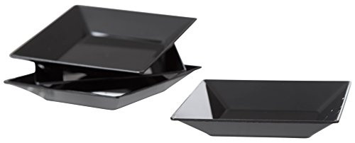 Exquisite Plastic Mini Square Appetizer Plates - 100 Ct Square plastic Dessert Plates - 2.95 Inch. x 2.95 Inch. (Black)