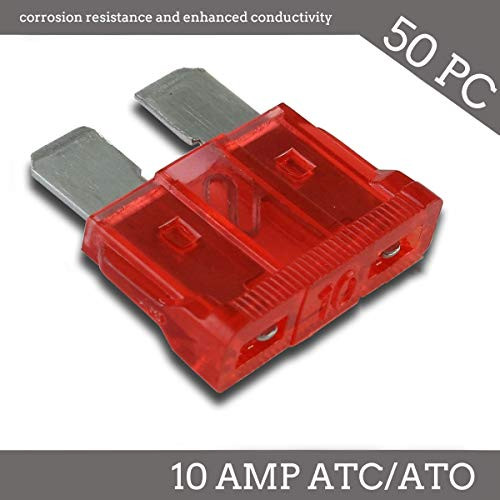 Deepa 50 Pack 10 AMP ATC/ATO Standard Regular Fuse Blade 10A Car Truck Boat Marine RV