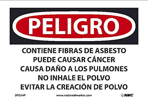 National Marker Corp. SPD24P Label, Danger Contains Asbestos Fibers May Cause Cancer Causes Damage to Lungs Do Not Breathe Dust Avoid Creating Dust, 7 Inch X 10 Inch, PS Vinyl