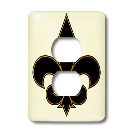 3dRose lsp_22360_6 Large Black and Gold Fleur De Lis Christian Saints Symbol 2-Plug Outlet Cover