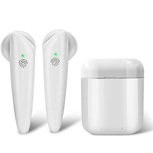 Wireless Earbuds Bluetooth 5.0 Headphones, True Wireless Stereo Earphones, Hi-fi Sound Bluetooth Headset with Charging Case, One-Step Pairing (White)