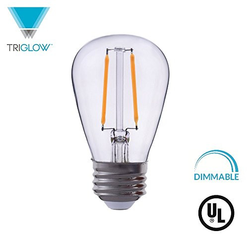 TriGlow T98851 LED 2-Watt (25W Equivalent) Clear Glass S14 Bulb, 2700K (Warm White), 180 Lumens, E26 Base Light Bulb