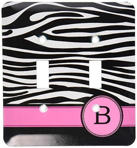 3dRose lsp_154273_2  Letter B Monogrammed Black and White Zebra Stripes Animal Print with Hot Pink Personalized Initial Double Toggle Switch