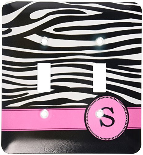 3dRose lsp_154290_2 Letter S Monogrammed Black and White Zebra Stripes Animal Print with Hot Pink Personalized Initial Double Toggle Switch