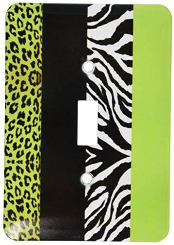 3dRose lsp_35440_1 Lime Green Black and White Animal Print - Leopard and Zebra Single Toggle Switch